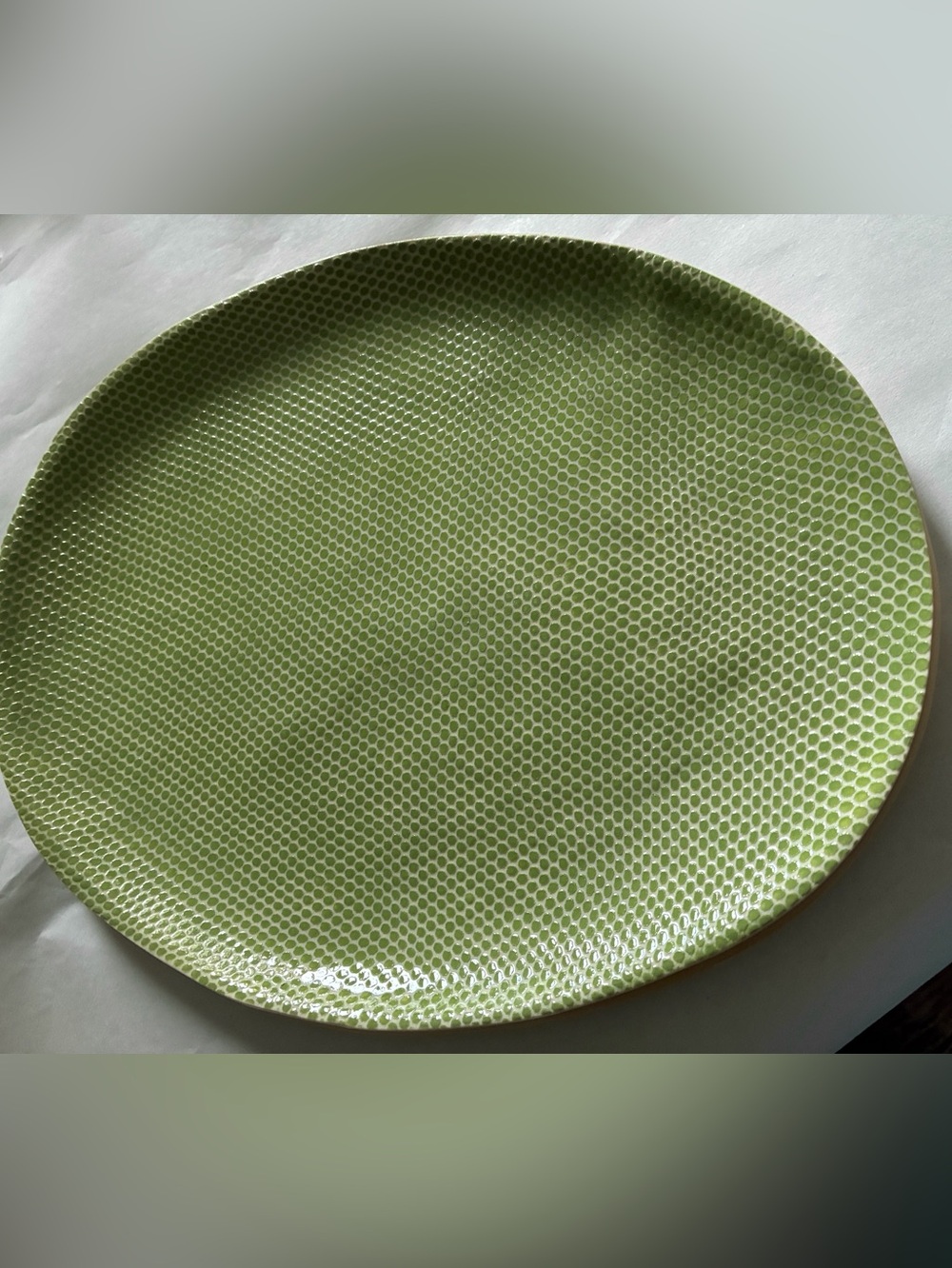 Citrus Green Glazed Honeycomb Platter Terrafirma Ceramics. Handmade,signed 2019.